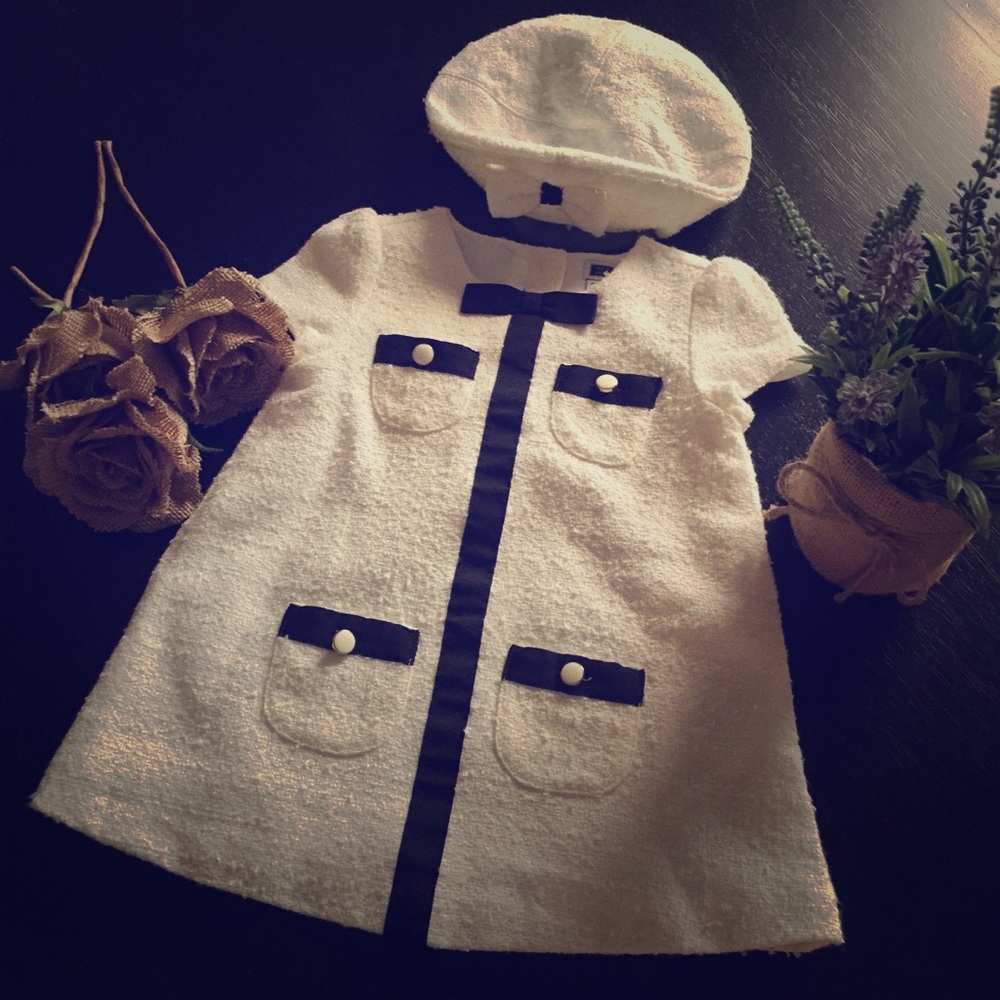 Janie and Jack Baby Girl Tweed Dress with Beret